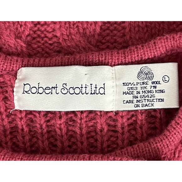 Vintage Robert Scott Ltd Women's L Wool Sweater Cable Knit Button Front Pink - Picture 6 of 8
